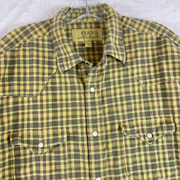 Ryan Michael Shirt Men's Sz L Plaid Western Pearl Snap Buttons‎ Cowboy - Picture 3 of 10
